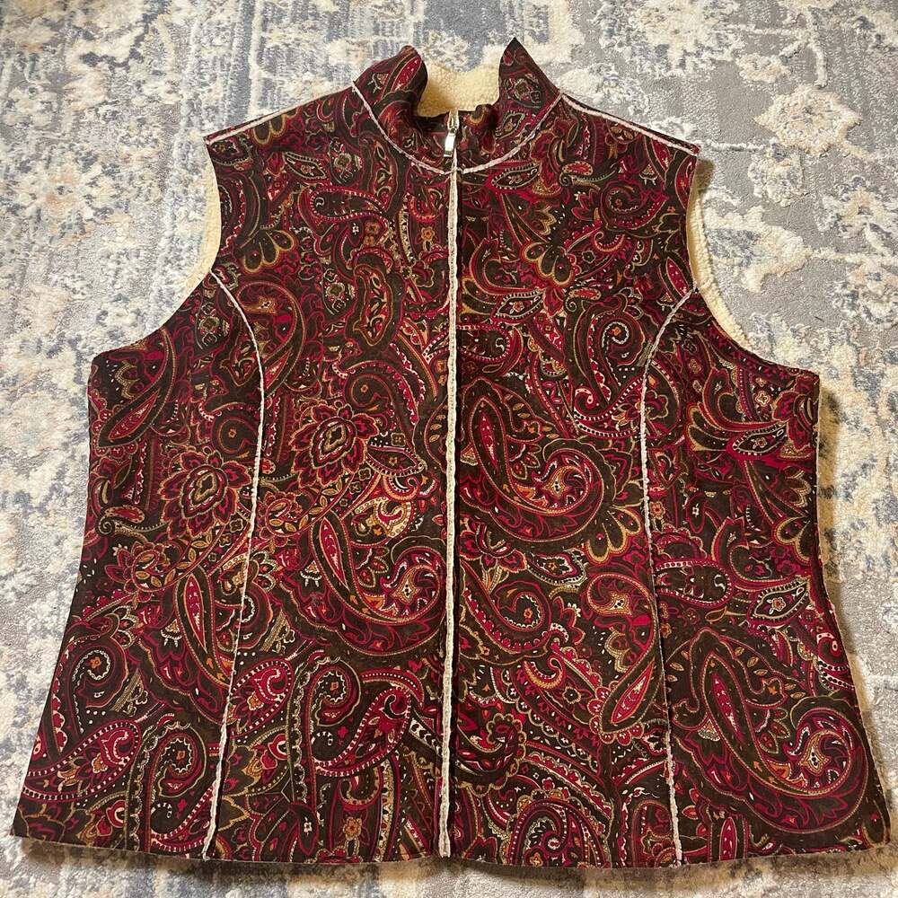 Vintage Casual Corner Annex XL Paisley Print Fleece Lined Vest